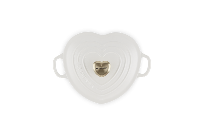 Le Creuset Cast Iron Classic Shallow Heart Casserole with Light Gold Heart Knob 20cm WhiteWhite image number 5