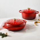 Le Creuset Signature Cast Iron Shallow Casserole L'Etoile Relief 30cm CeriseCerise image number 6
