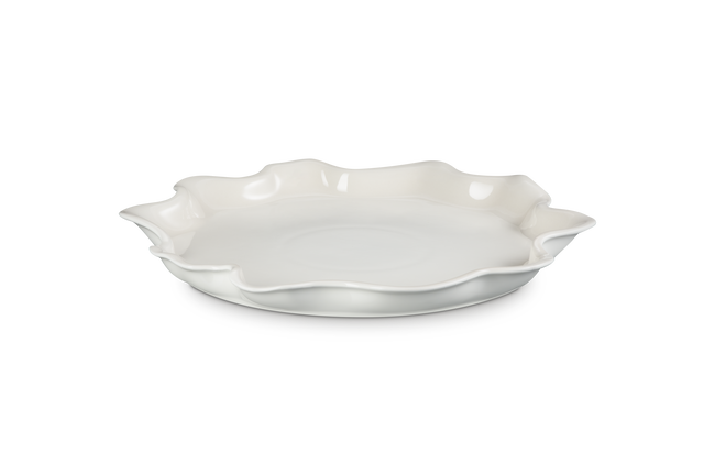 Stoneware Iris Serving PlatterMeringue image number 1