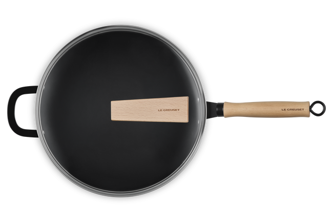Le Creuset Carbon Steel Wok with Glass Lid & Wooden Handle 30cm image number 8
