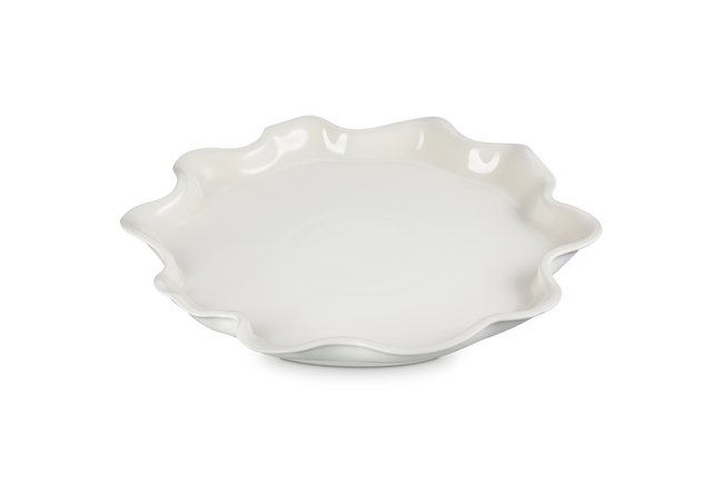 Stoneware Iris Serving PlatterMeringue image number 2