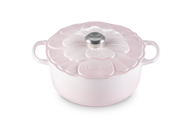 Le Creuset Cast Iron Signature Petal Round Casserole 26cm Shell PinkShell Pink image number 2
