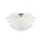 Le Creuset Cast Iron Classic Shallow Heart Casserole with Light Gold Heart Knob 20cm WhiteWhite image number 2