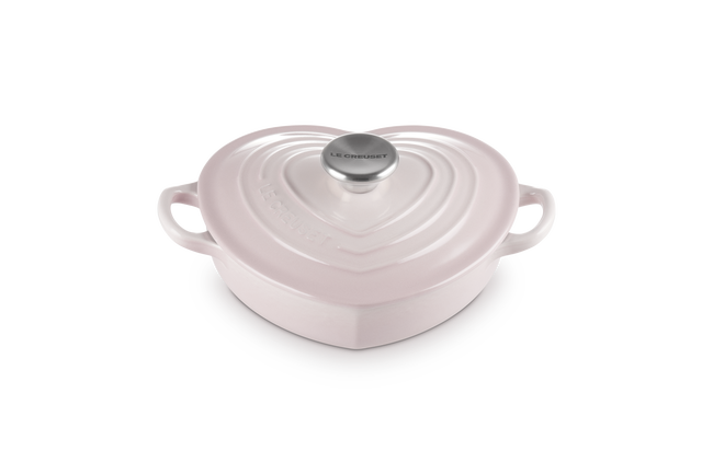 Le Creuset Cast Iron Classic Shallow Heart Casserole with Stainless Steel Heart Knob 20cm Shell Pink image number 2