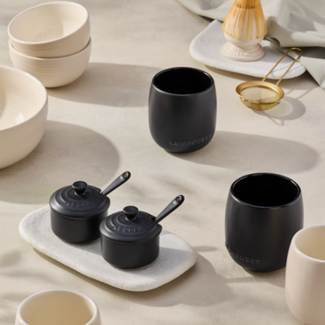 Le Creuset Serenity Stoneware Set of 2 Condiment Pots Matte BlackMatte Black image number 2