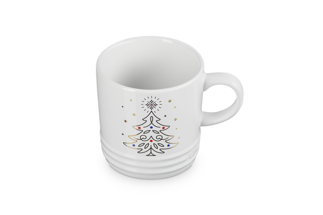Le Creuset Stoneware Noel London Mug Christmas Tree 350ml White image number 2