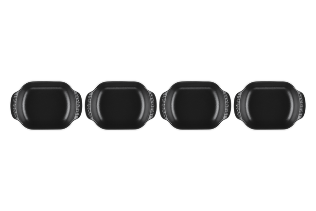 Le Creuset Cast Iron Gourmet Set of 4 Mini Rectangular Bakers 13cm Matte Black image number 4