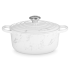 Le Creuset Cast Iron Signature Round Casserole 24cm White Marble image number 1