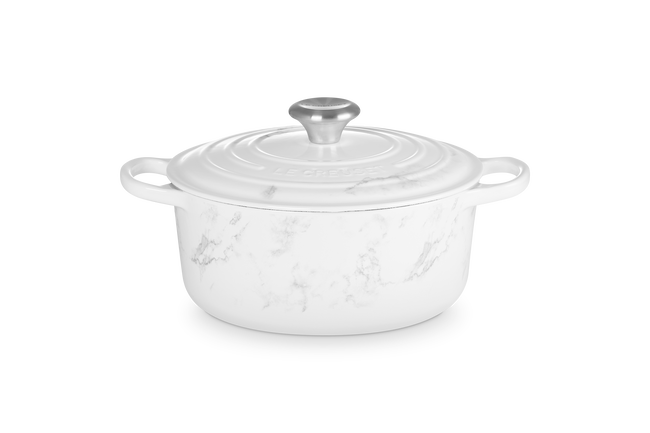 Le Creuset Cast Iron Signature Round Casserole 24cm White Marble image number 1