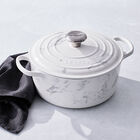 Le Creuset Cast Iron Signature Round Casserole 24cm White Marble image number 6