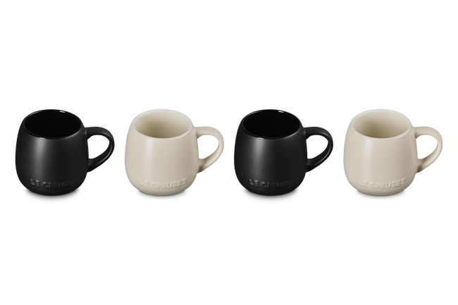 Le Creuset Serenity Stoneware Coupe Mug Set of 4 Matte Black & BriocheMatte Black & Brioche image number 4