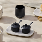 Le Creuset Serenity Stoneware Set of 2 Condiment Pots Matte BlackMatte Black image number 3