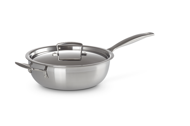 3-ply Stainless Steel Non-Stick Chef's Pan with Lid and Helper Handle image number 5