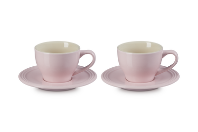 Stoneware Set of 2 Cups and Saucers