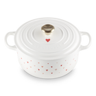 Le Creuset Cast Iron Signature Round Casserole 22cm Hearts White image number 2