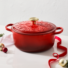 Le Creuset Signature Cast Iron Round Cocotte L'Etoile Relief 24cm CeriseCerise image number 6