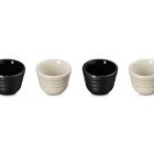 Le Creuset Serenity Stoneware Footless Egg Cups Set of 4 Matte Black & BriocheMatte Black & Brioche image number 4