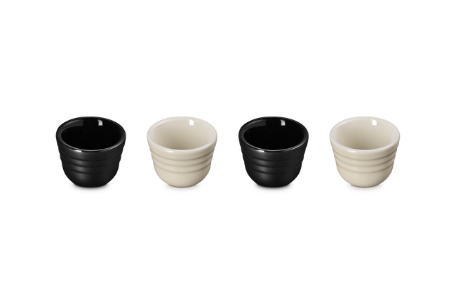 Le Creuset Serenity Stoneware Footless Egg Cups Set of 4 Matte Black & BriocheMatte Black & Brioche image number 4