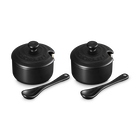 Le Creuset Serenity Stoneware Set of 2 Condiment Pots Matte BlackMatte Black image number 5