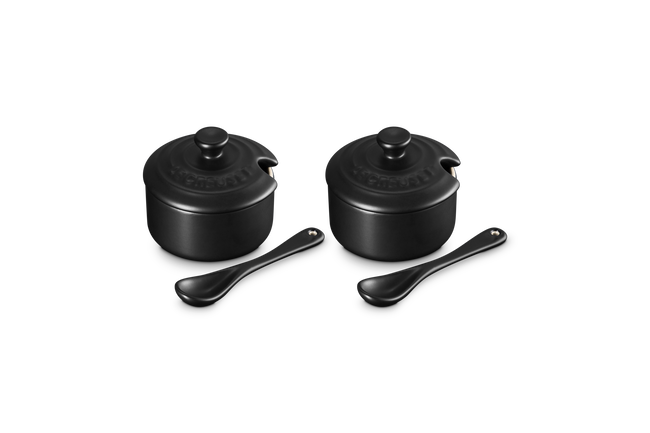 Le Creuset Serenity Stoneware Set of 2 Condiment Pots Matte BlackMatte Black image number 5