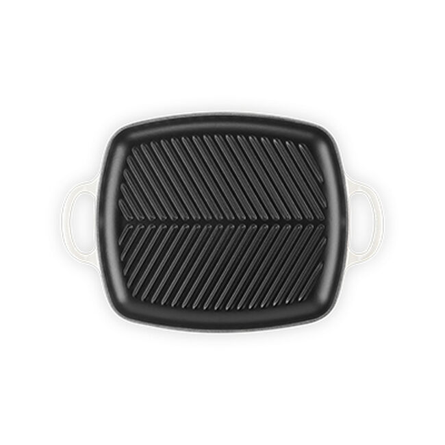 Le Creuset Cast Iron Signature Shallow Rectangular Grill 30cm MeringueMeringue image number 5