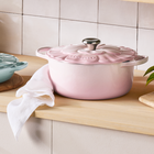Le Creuset Cast Iron Signature Petal Round Casserole 26cm Shell PinkShell Pink image number 8