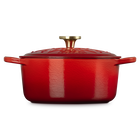 Le Creuset Signature Cast Iron Round Cocotte L'Etoile Relief 24cm CeriseCerise image number 3