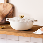 Le Creuset Cast Iron Signature Petal Soup Pot 26cm WhiteWhite image number 7