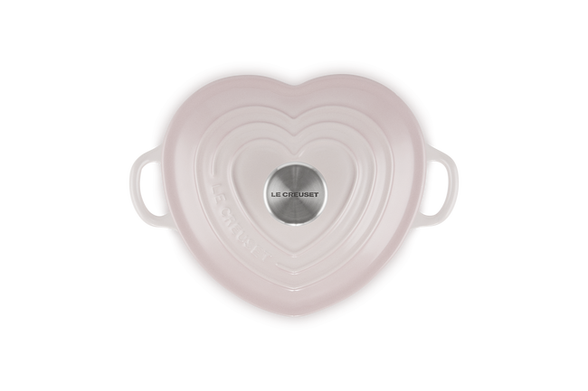 Le Creuset Cast Iron Classic Shallow Heart Casserole with Stainless Steel Heart Knob 20cm Shell Pink image number 4