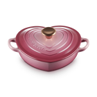 Le Creuset Cast Iron Classic Shallow Heart Casserole with Light Gold Heart Knob 20cm Berry image number 2