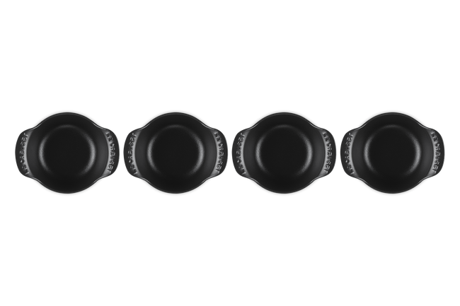Le Creuset Cast Iron Gourmet Set of 4 Mini Cocotte Bases 11cm Matte Black image number 4