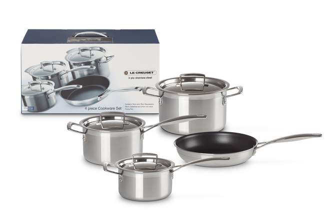 3-ply Stainless Steel 4-piece Cookware Set image number 1