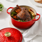Le Creuset Signature Cast Iron Round Cocotte L'Etoile Relief 24cm CeriseCerise image number 9
