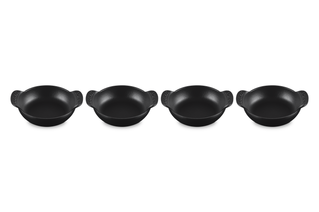 Le Creuset Cast Iron Gourmet Set of 4 Mini Braisers Bases 13cm Matte Black image number 2