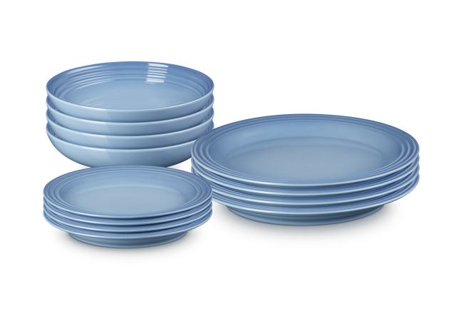 Le Creuset Stoneware Vancouver 12-piece Dinnerware Set ChambrayChambray image number 1