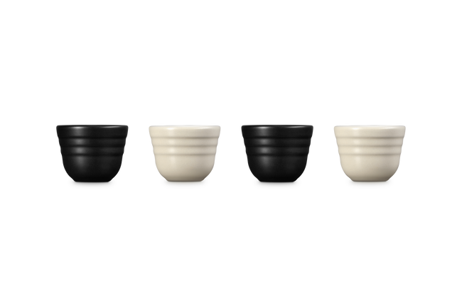 Le Creuset Serenity Stoneware Footless Egg Cups Set of 4 Matte Black & BriocheMatte Black & Brioche image number 5