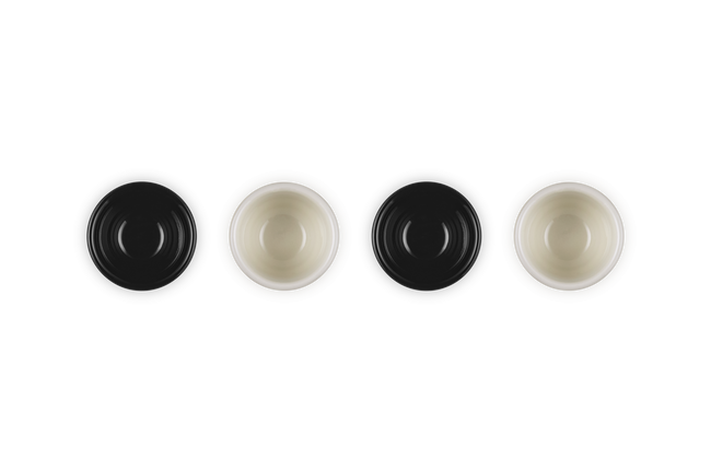 Le Creuset Serenity Stoneware Footless Egg Cups Set of 4 Matte Black & BriocheMatte Black & Brioche image number 6