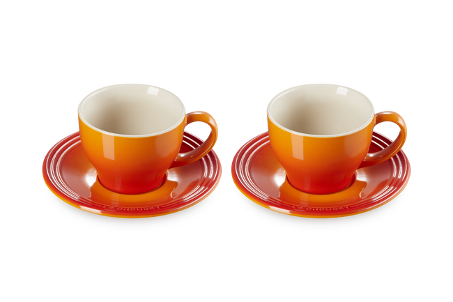 Stoneware Set of 2 Cups and SaucersFlame image number 2