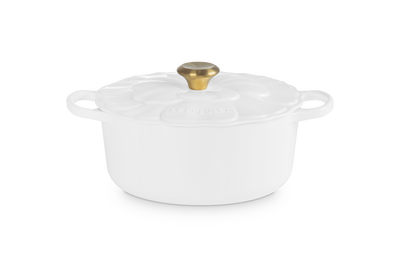 Le Creuset Cast Iron Signature Petal Round Casserole 26cm White