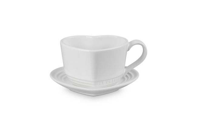 Le Creuset Stoneware Heart Mug with Saucer 220ml image number 2