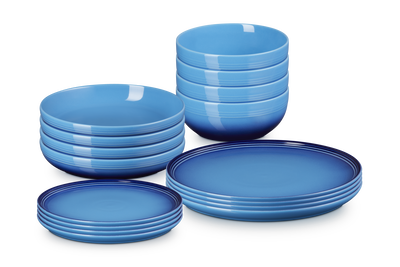 Le Creuset Stoneware Coupe 16-piece Dinnerware Set Azure