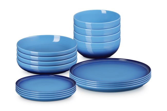 Le Creuset Stoneware Coupe 16-piece Dinnerware Set AzureAzure Blue image number 1