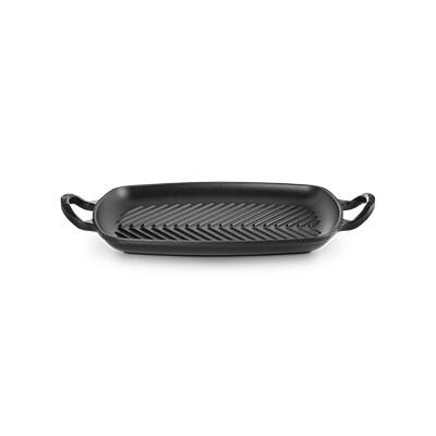 Le Creuset Cast Iron Signature Shallow Rectangular Grill 30cm Matte Black