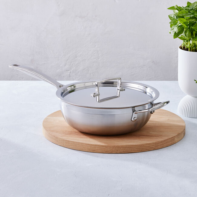 3-ply Stainless Steel Non-Stick Chef's Pan with Lid and Helper Handle image number 6