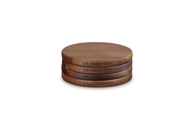 Le Creuset Gourmet Set of 4 Petite Acacia Magnetic Wooden Trivets image number 1