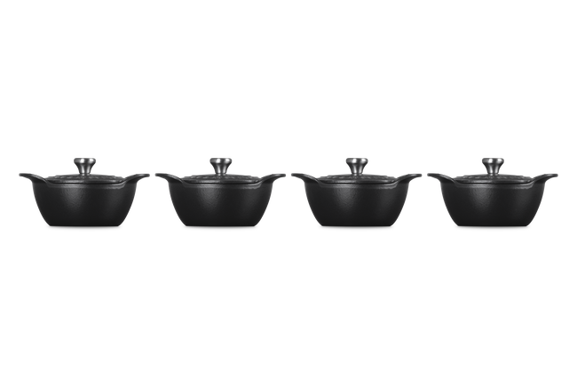 Le Creuset Cast Iron Classic Gourmet Set of 4 Mini-Cocotte 11cm Matte Black image number 3
