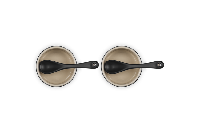 Le Creuset Serenity Stoneware Set of 2 Condiment Pots Matte BlackMatte Black image number 6