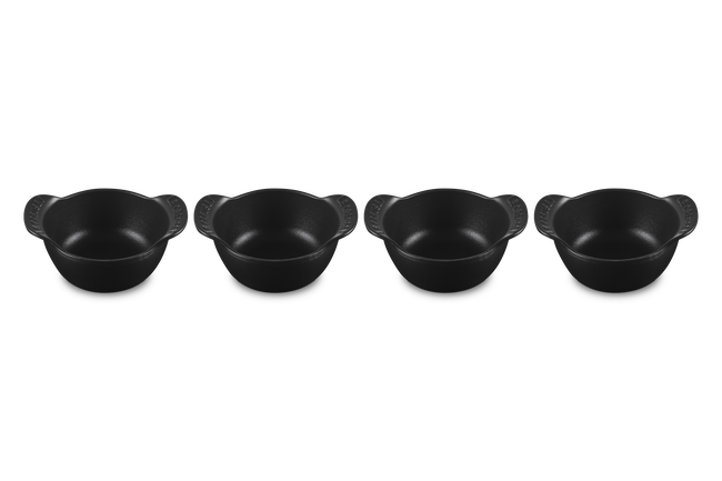 Le Creuset Cast Iron Gourmet Set of 4 Mini Cocotte Bases 11cm Matte Black image number 2