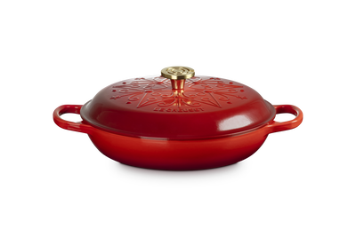 Le Creuset Signature Cast Iron Shallow Casserole L'Etoile Relief 30cm Cerise
