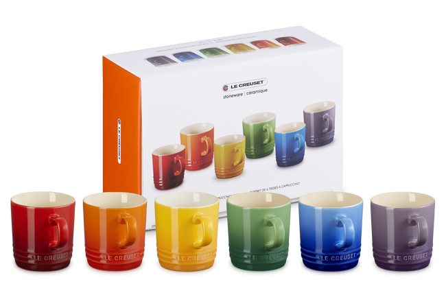 Stoneware Rainbow Set of 6 Vancouver Cappuccino Mugs image number 1